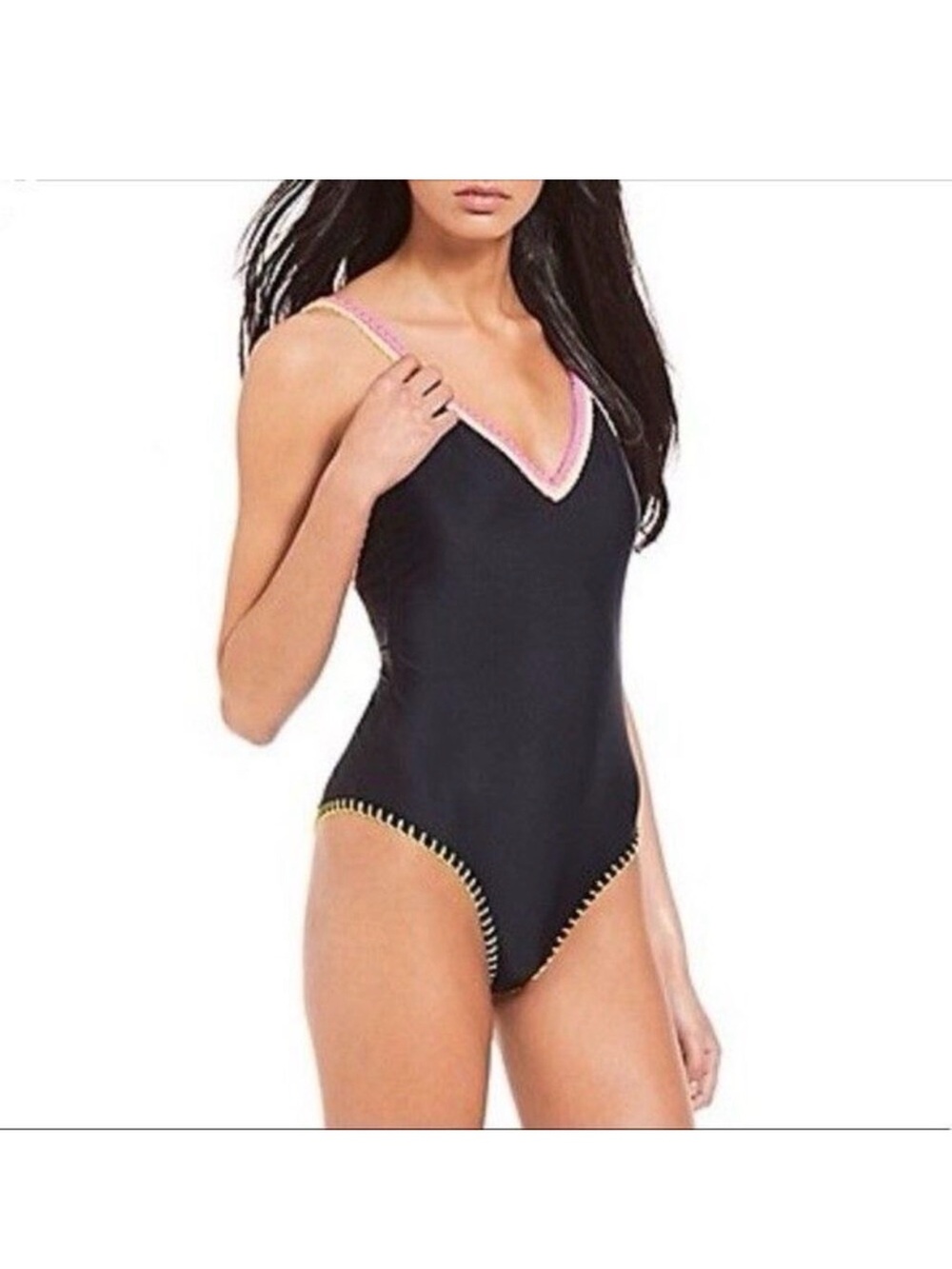 NWT GB Gianni Bini Black neon Crochet
Swimsuit